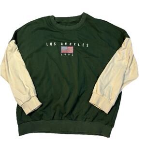 VTG Los Angeles 1992 Crew Neck Sweatshirt Hunter Green Srreetwear Womens XL